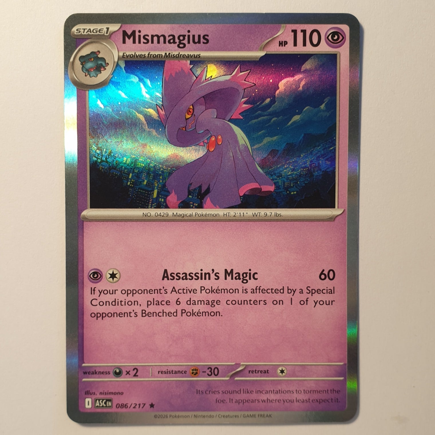 Mismagius Rare ME: Ascended Heroes 086/217 NM