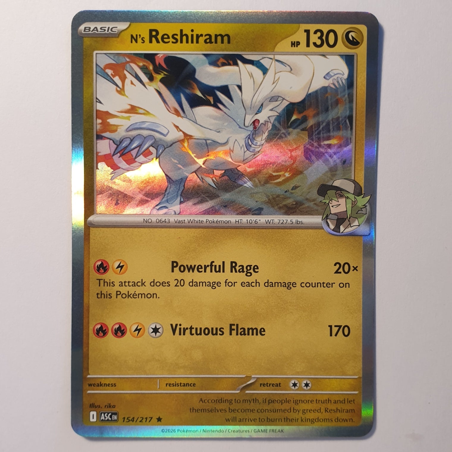 N's Reshiram Rare ME: Ascended Heroes 154/217 NM
