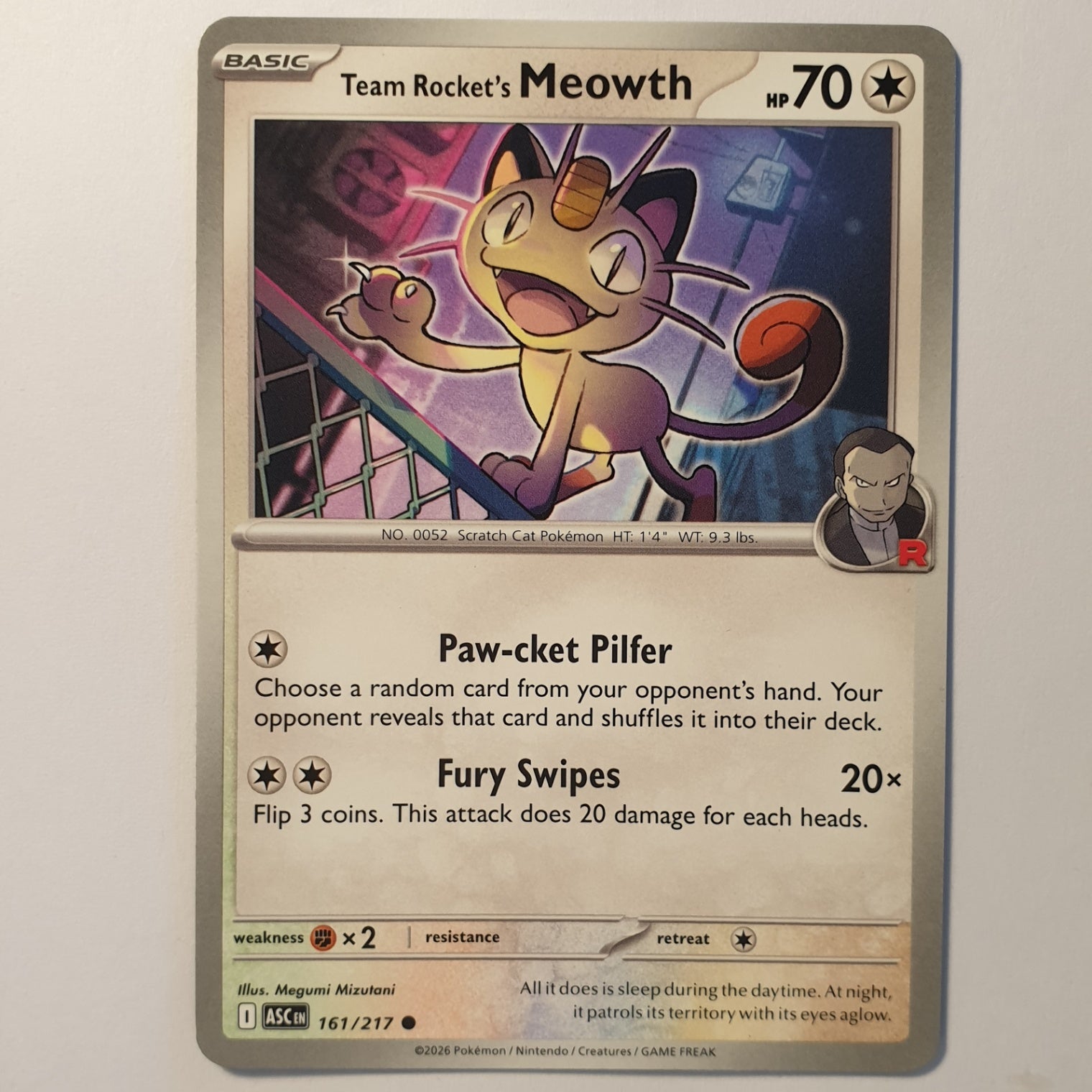 Team Rocket's Meowth (Cosmos Holo) Common Miscellaneous Cards & Products 149/182 NM