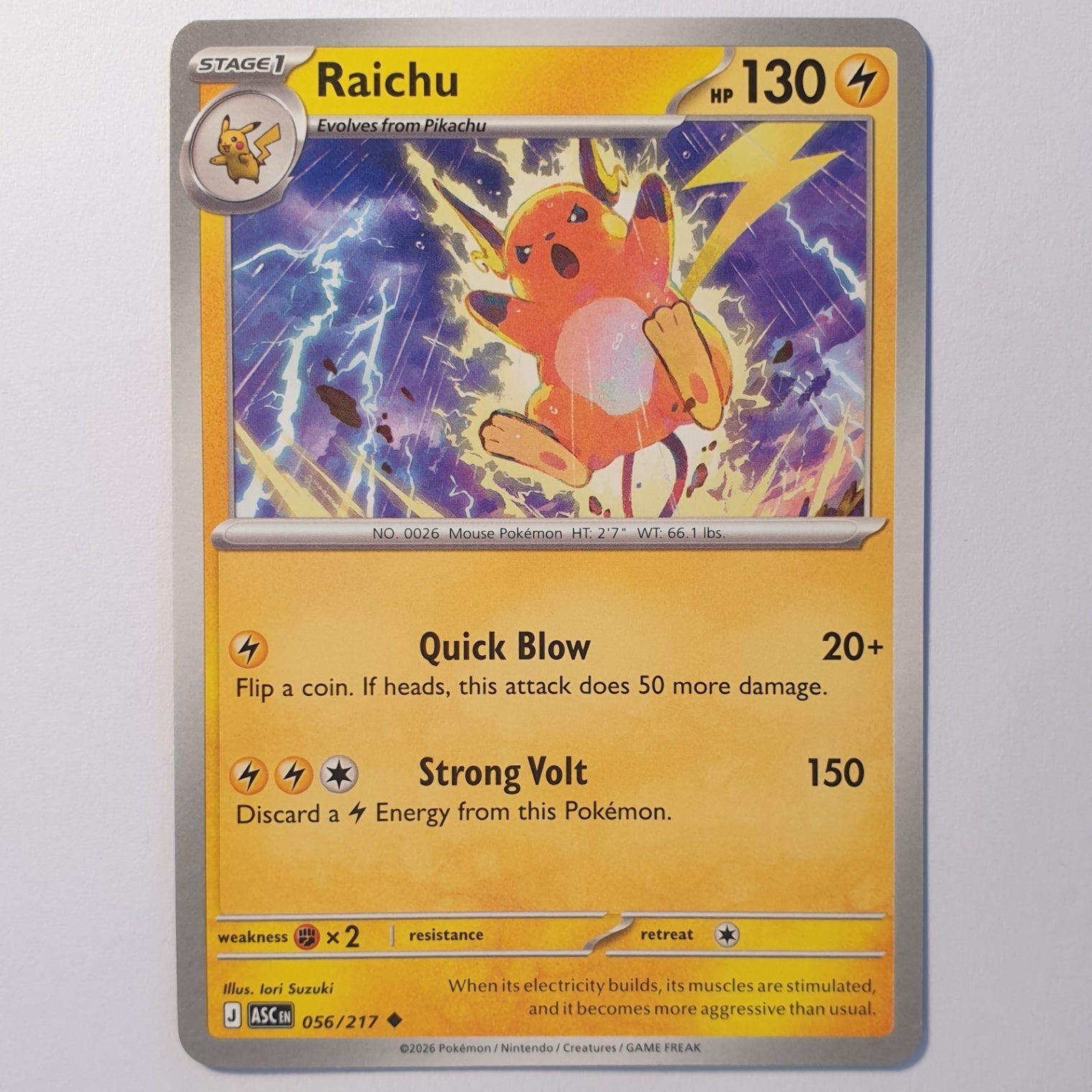 Raichu Uncommon ME: Ascended Heroes 056/217 NM
