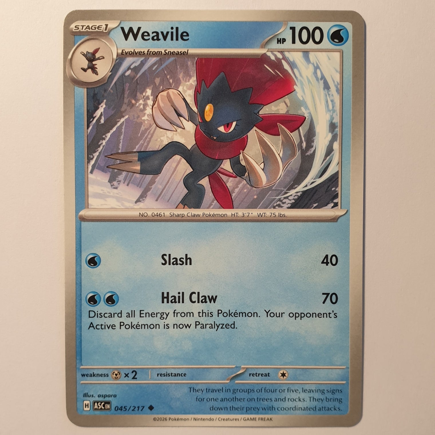 Weavile Uncommon SV: Shrouded Fable 014/064 NM