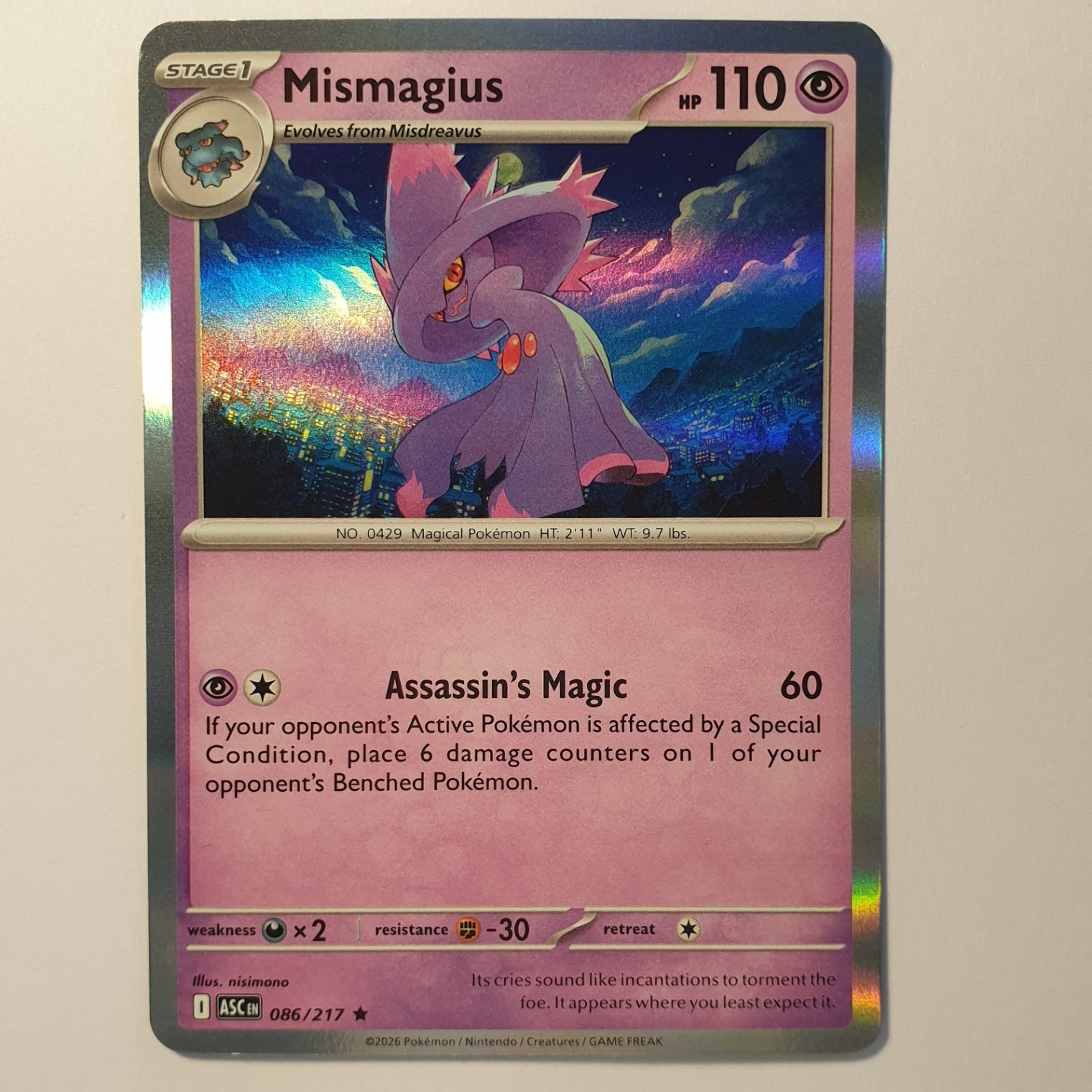 Mismagius Rare ME: Ascended Heroes 086/217 NM